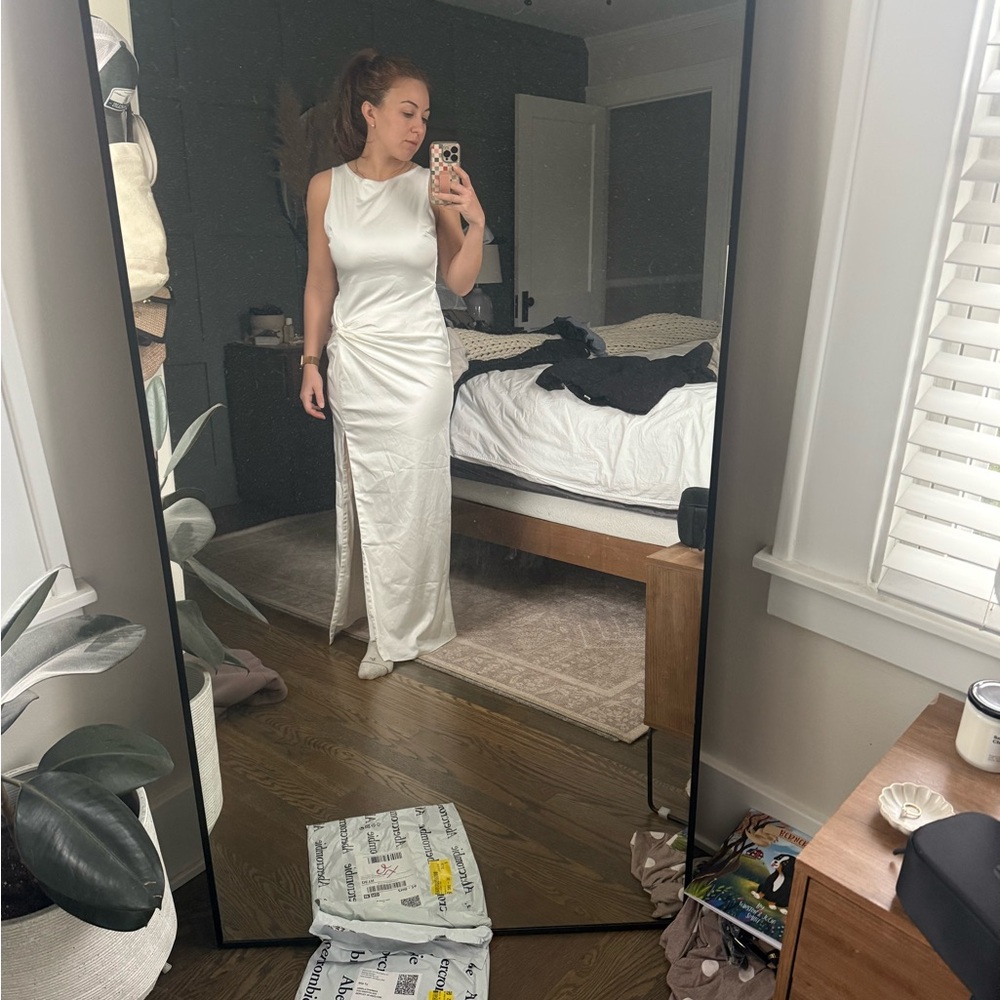 Abercrombie Draped Skirt Maxi Dress Elegant White Sleeveless Dress